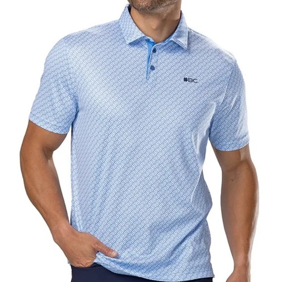 Black Clover Men's Light Blue Patterned Polo Shirt - Picture 1 of 6